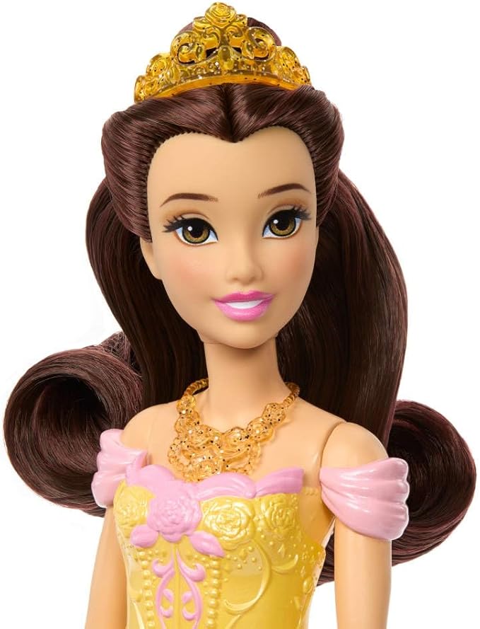 Mattel Disney Princess Toys, Belle Fashion Doll with 2 Looks, 9 Accessories, 2 Snap-On Bodices & 2 Skirts, 2-in-1 Stories Inspired by Movie