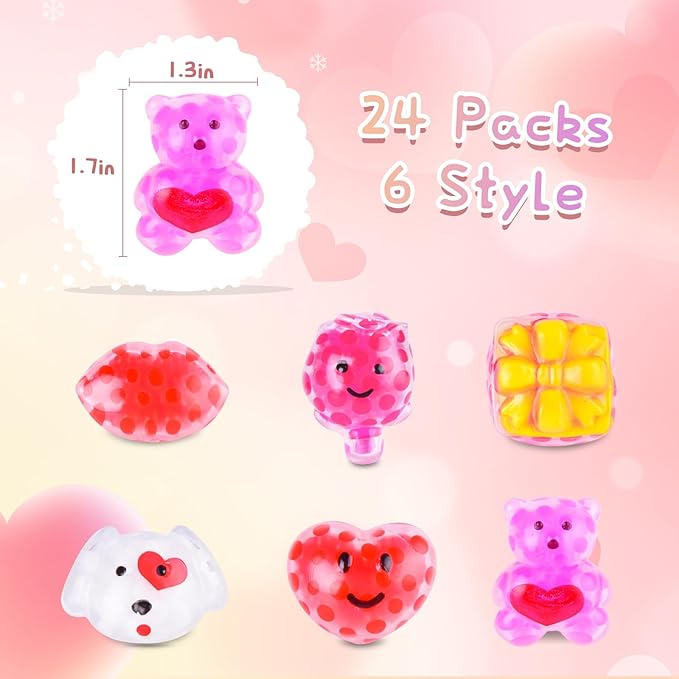 Valentine Day Mochi Squishy Toys for Kids Valentine Party Favors Goodie Bags Fillers Stuffers Squishies Valentine Treats Bags Gifts Squishy Fidget Toys Stress Relief Squeeze Toys Prizes for Kids