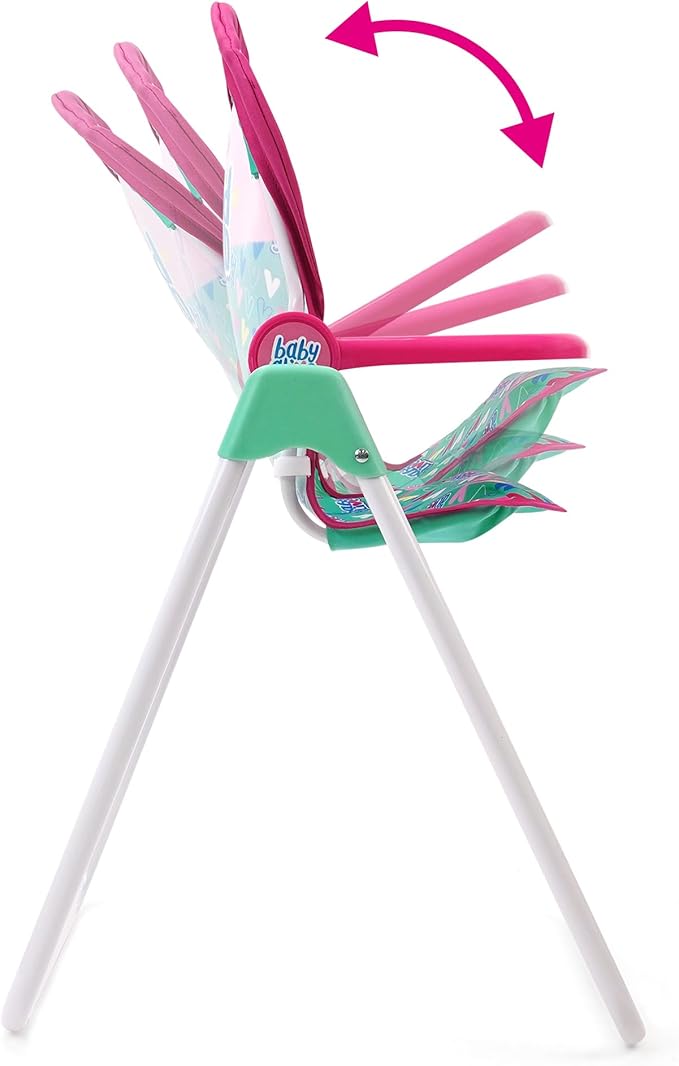 Baby Alive: Doll Highchair Set - Green, Pink, Hearts - for Dolls Up to 24", 5 Matching Feeding Accessories, Rotating Seat, Folding, Kids Toy Ages 3+