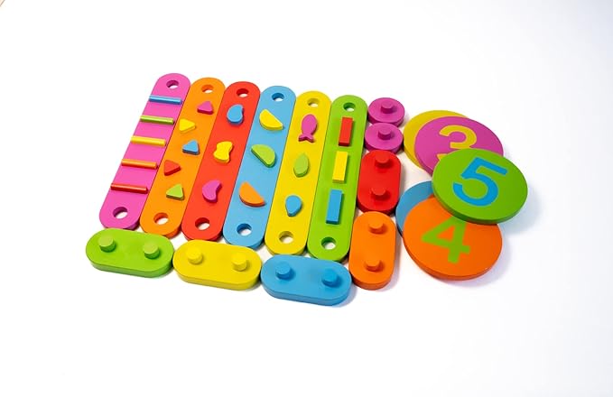 Schooled Wood Balance Beam Set for Children - Montessori Toddler Obstacle Path with Stepping Stones