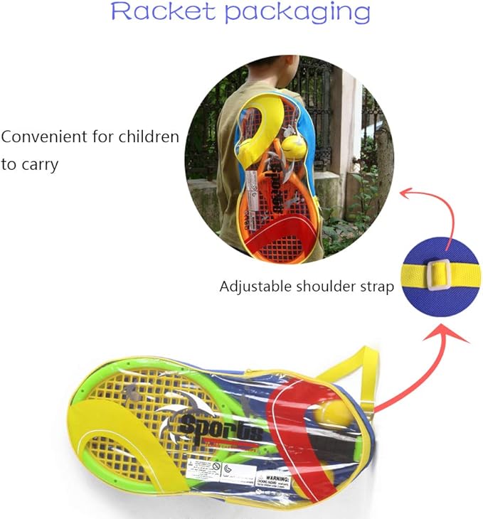 Kids Tennis Racket,17 Inch Plastic Tennis Racket with 2 Soft Balls,2 Tennis Balls and 4 Shuttlecocks for Kid,Toddler Outdoor/Indoor Sport Play