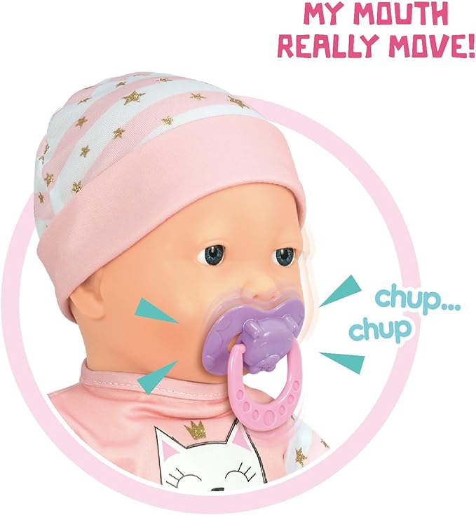 Mother Love Interactive Baby Dolls,16 Inches Dolls with Realistic Sounds and Movements,Talking and Crying Baby Doll with Sound, Soft Cloth Body with Feeding Toy, Dolls for 3+ Year Old Girls