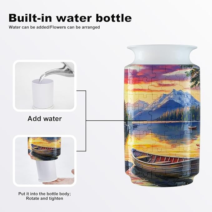 3D Puzzle Vase, 162 Curved Pieces DIY Flower Vase Craft Kit & 3D Puzzles for Adults, Creative Jigsaw Art Project Home Décor Centerpiece,Warming Gift (D-Sailboat)