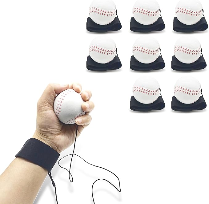 ZUYEE 4/8/16 Pack 2.36 inch Wrist Return Balls Baseballs on a String with Wristband - for Kids, Teens & Adults - Fun Sports Gift for Wrist Exercise Hand-Eye Coordination & Rebound Practice