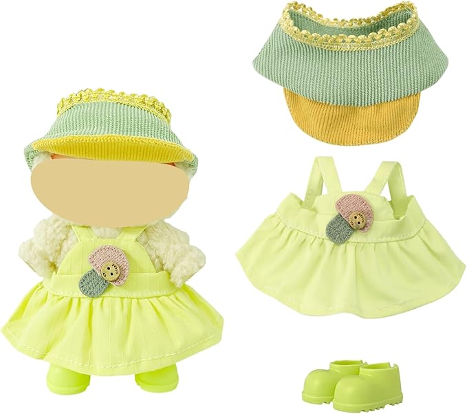 Ezcora Macaron Style Doll Clothes Set for 17cm Dolls, Include 5 Outfits with Hats, Shoes, Glasses and Mini Bags, Cute Dress Up Outfit for Doll Display, (No Dolls) (Macaron Style)