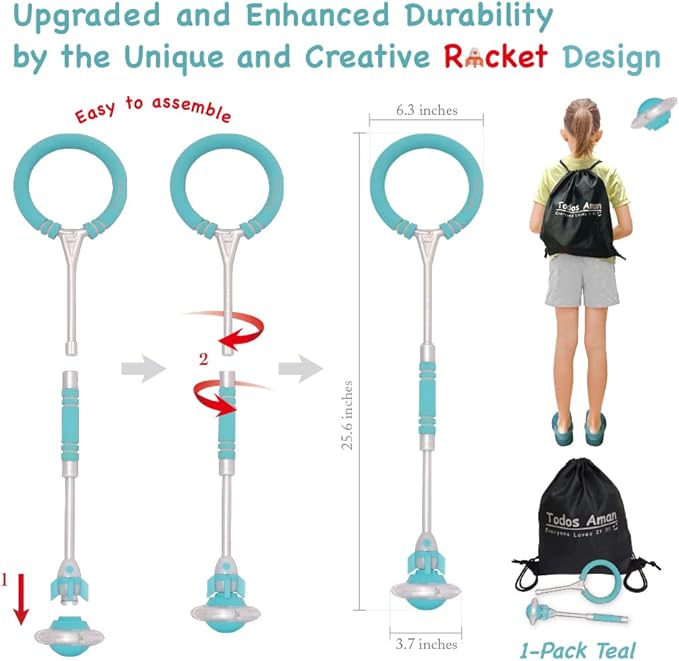 Rocket Flashing LED Ankle Skip Fun Cool Jumping Gift for Ages 5 6 7 8 9 10+ Kids NO Battery Charging Needed Family Exercise Fitness Coordination Balance Extra Energy Burning