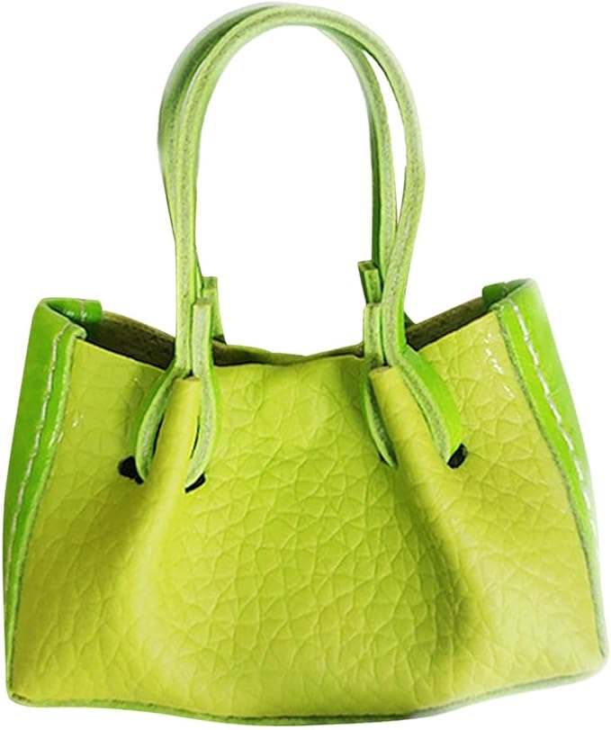 Amagogo 1:12 Scale Fashion Handbag, Pretend Play Toy Ornaments, Models DIY Gift Scenery Supplies, Doll Accessories Scene, Yellow Green