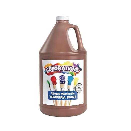 Colorations Paraben-Free Washable Tempera Paint for Kids - 1 Gallon Value Size. Vibrant Brown, Non-Toxic and Made in The USA