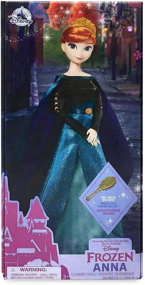 Disney Store Official Princess Classic Doll (Queen Anna from Frozen 2), 11 Inches, Includes Brush with Molded Details, Fully Posable Toy in Classic Outfit - Disney Princess Toys