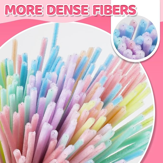 Bundooraking Craft Pipe Cleaners,Chenille Stems for Art and Craft Projects, Flower DIY Decorations, Art Supplies (200pcs Macaron,7 Colors)