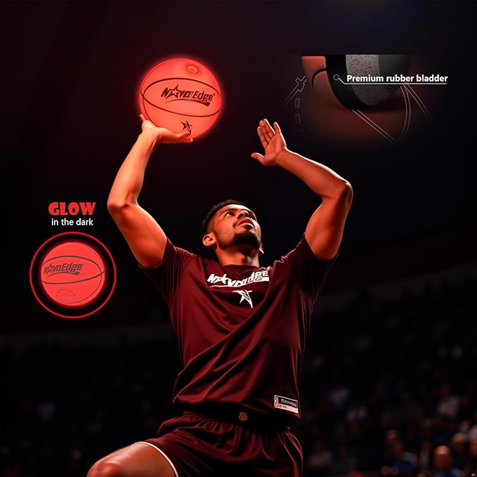 Glow in The Dark Basketball | USB-C Rechargeable LED Light Up Ball | Official Size 7 for Teens & Adults for Boys & Girls Ages 6+ | Indoor Outdoor Night Games