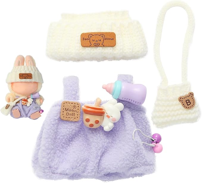 Doll Clothing for Labubu, Premium Outfits for Labubu Dressing up, Doll Accessories for Labubu(Purple Overall)