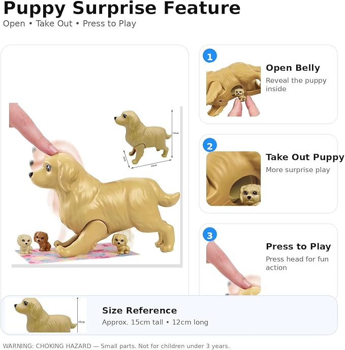 Family Doll Playset for Kids with Pregnant Mom Doll, Dad, Kids, Dollhouse Pets & Accessories – Pretend Play Toy Set for Boys & Girls, Interactive Family Storytelling Imagination Gift