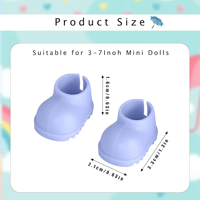 Shoes for 17cm Doll(No Dolls), 5 Colors Available, Adding a Cute and Stylish Touch to Your 17cm Dolls，Silicone Doll Rain Shoes Boots(Red, Orange, Light Purple, Yellow, Light Green