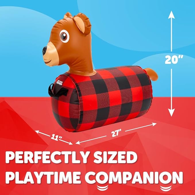 WADDLE Hip Hopper Inflatable Hopping Animal Bouncer Bear, Ages 2 and Up, Supports Up to 85 Pounds