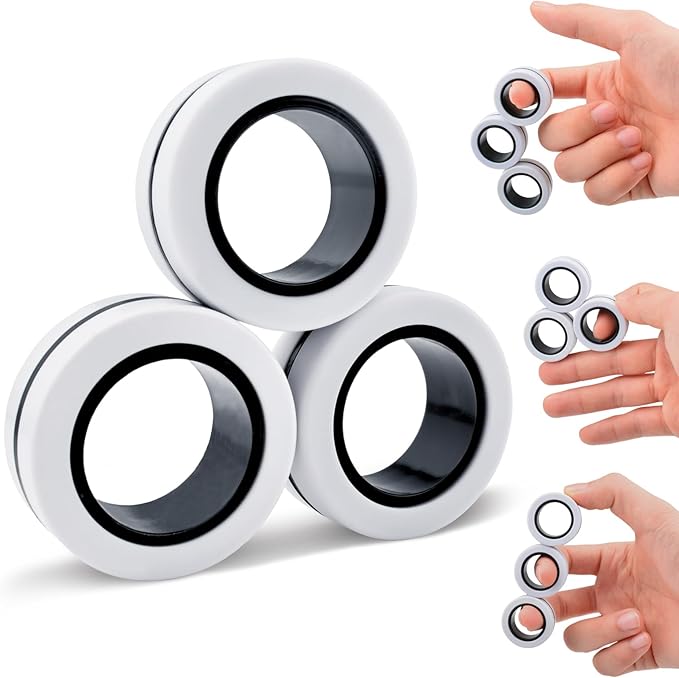 Cevioce Easter Basket Stuffers,3 PCS Magnetic Rings Fidget Toys Set for Adults Boys Teens,ADHD Anxiety Fidget Spinner Magnetic Ring Stress Relief Toy Kids Birthdays Gifts for 8 9 10 11 12+ Year Old
