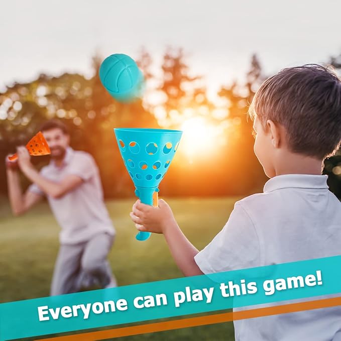 punkdog Pop and Catch Ball Game with 24 Balls and 4 Catch Launcher Baskets - Outdoor Indoor Game Activities, Christmas Easter Gift Beach Sport Summer Beach Toys for Kids Ages 4 5 6 7 8 10 12+