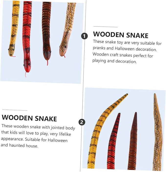 BESTonZON 8Pcs Flexible Wooden Snake Halloween Themed Decor for Spooky Parties Realistic Jointed Design for Interactive Fun and Scary Atmosphere
