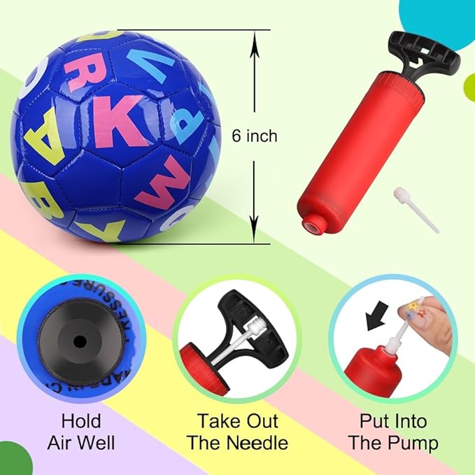 Dilabnba Kids Mini Soccer Balls, 3PCS Toddlers Football Toys, Soft Sport Indoor Outdoor Ball for Girls Boys 3-8 Years Old with Pump, Parties and Operation Christmas Child Shoebox