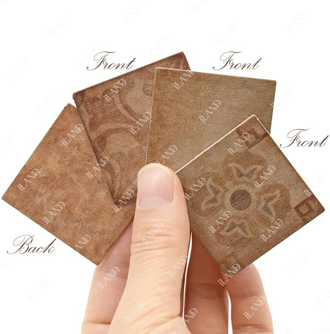 iLAND Dollhouse Flooring on 1/12 Scale 1/6 Scale, Miniature Dollhouse Accessories, 30pcs Double-Sided Dollhouse Floor Tiles (Classical Inlays & Marbling Pattern)