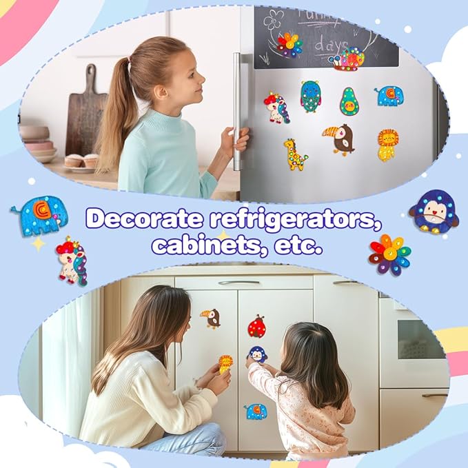 EAPHANT Kids Crafts, 15 PCS Kids Activities Arts and Crafts Painting Kits, Glow in The Dark Wooden Magnets to Paint