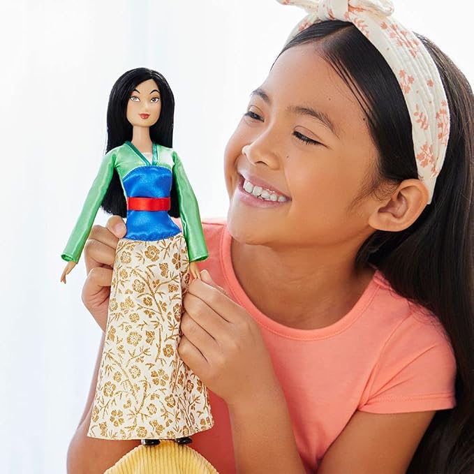 Disney Store Official Princess Classic Doll (Mulan), 11 Inches, Includes Brush with Molded Details, Fully Posable Toy in Classic Outfit - Disney Princess Toys