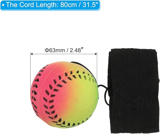 PATIKIL 2.5 Inch Sports Wrist Ball, Baseball Rubber Rebound Wristband Wrist Return Ball Sport on a String for Exercise Play, Mixed Colors