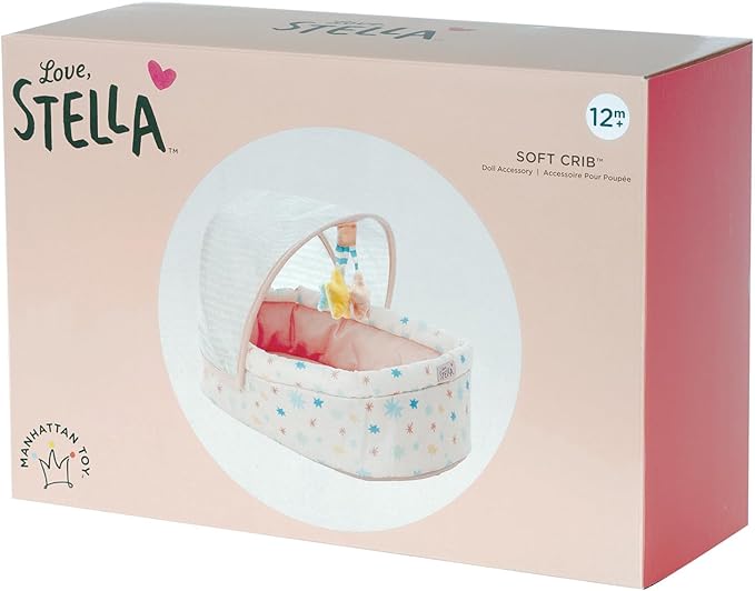 Love, Stella Baby Doll Soft Crib with Removable Canopy and Mobile by Manhattan Toy