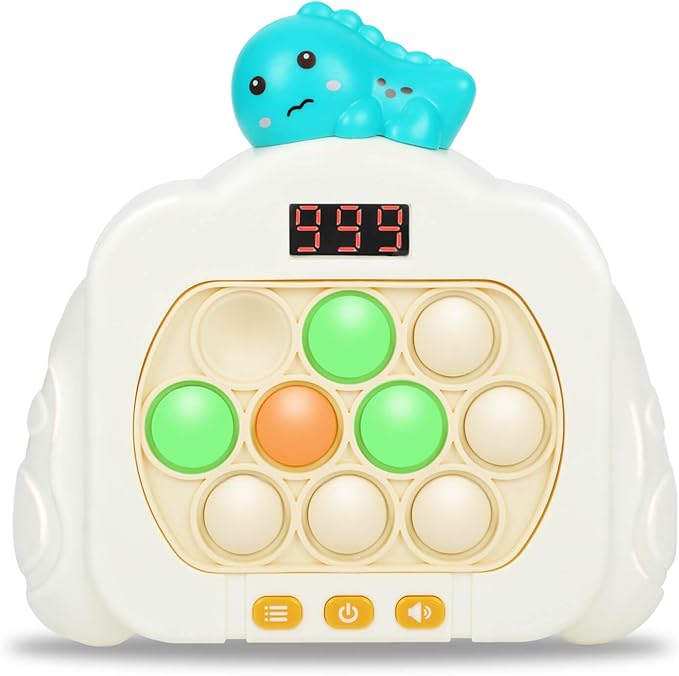 Quick Push Pop Game Fidget Toys, 12 Modes LED Screen Light Up Fast Push Bubble Game, Handheld Speed Pushing Game, Christmas Toys Gifts for 6 7 8 9 10 11 12 Years Old Kids Stocking Stuffers（Dinosaur）