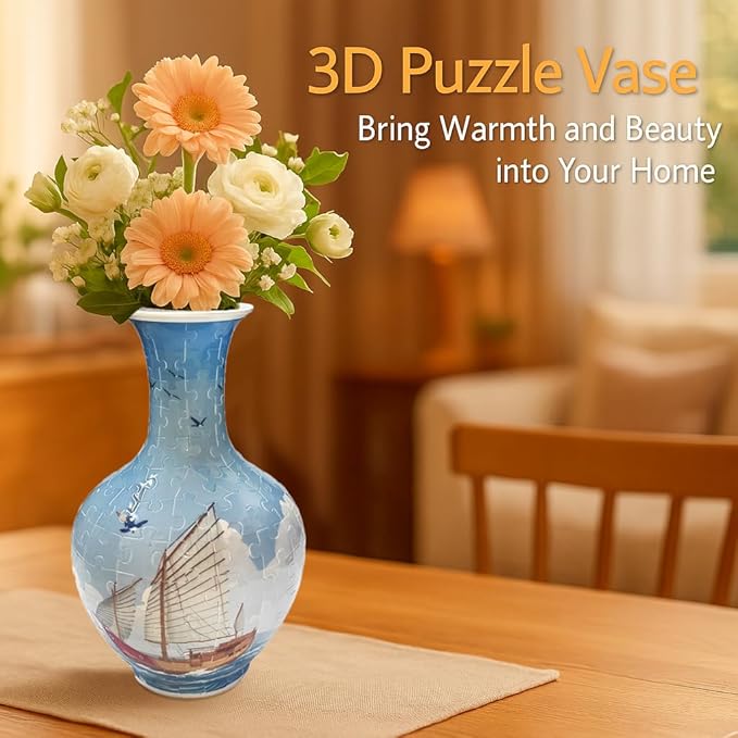 3D Puzzle Vase for Adults, 164 Piece Unique Flower Vase, Crafts for Adults, Home Decor Gift for Flower Arrangements