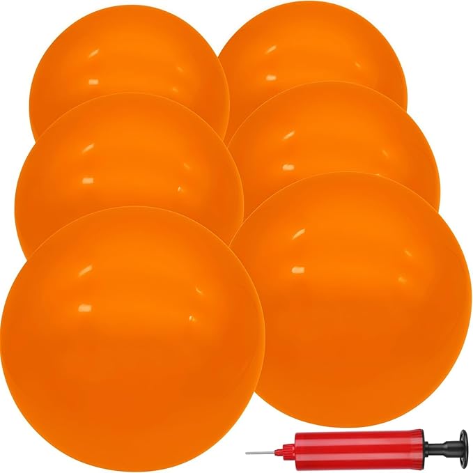 6 Pcs 6 Inch Inflatable Bouncy Balls, with 1 Hand Air Pump