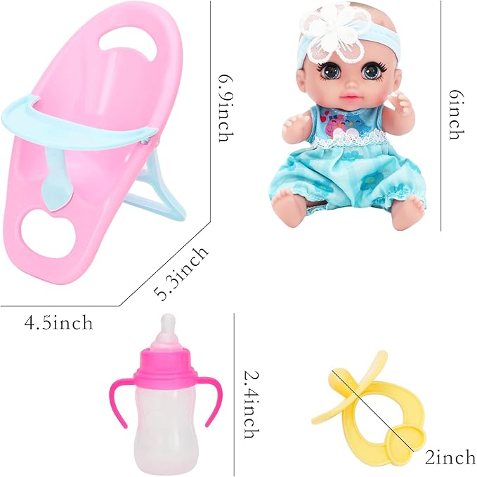 ONEST 4 Pieces 6 Inch Dolls with Accessory Cute Doll Mini Doll with Clothes Mini Dolls with Accessories