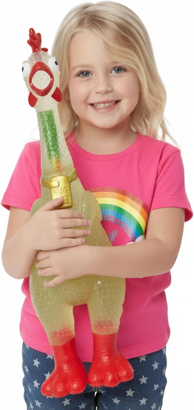 Animolds Hug Me Giant Rubber Chicken- Huge Stress Relief Screaming Chicken Toy | Screams Up to 45 Seconds- Novelty Gag and Prank Toys | Funny Toys Gifts for Christmas Stocking Stuffers for Kids Adult