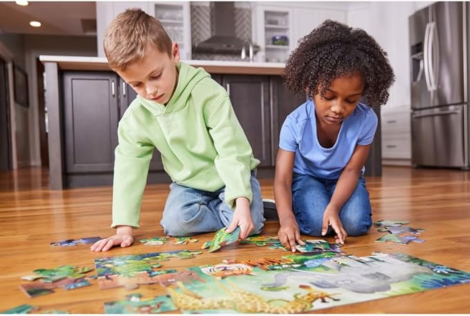Crocodile Creek Jigsaw Puzzle, 36 Piece for Kids 3 Years and Up, Heavy-Duty Shaped Box for Storage, Finished Puzzle Size 18 x 24 inches, Wild Kingdom