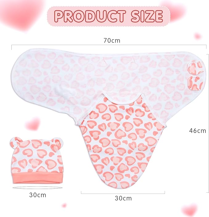 Reborn Baby Doll Clothes Swaddle Blanket 4pcs Accessories Set for 17-22 Inch Reborn Dolls Pink Heart Blanket Newborn Baby Girl Accessories