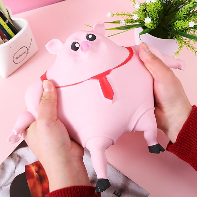 Stretchy Glue-Sand Filled Rubber Pig , Latex Piglet Soft Decompression Doll Toy, Squishy Pig Toy,Animal High-Elastic Stretchable, Decompression Toy for Adults and Children (Pig-L)