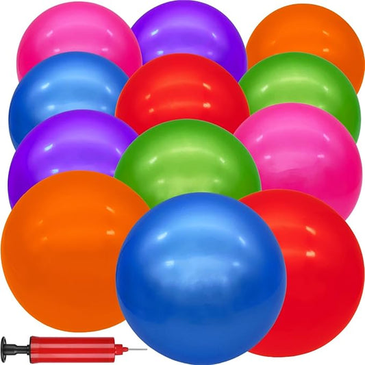 12 Pcs Playground Balls for Kids, 9 Inch Inflatable Bouncy Balls with Pump for Kickball, Dodgeballs, Indoor Outdoor Play Balls