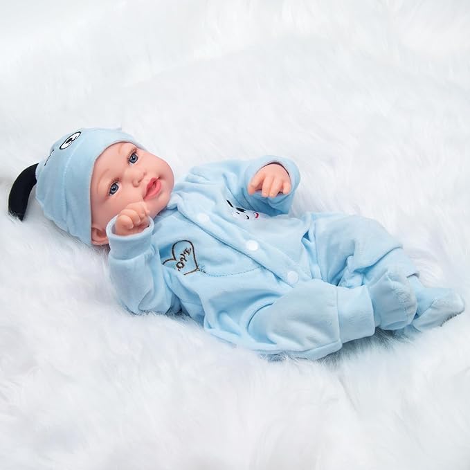 Reborn Baby Doll Clothes Blue Puppy 3 Pcs Set for 17-20 Inch Baby Doll Clothes Outfits Accessories Newborn Boy&Girl