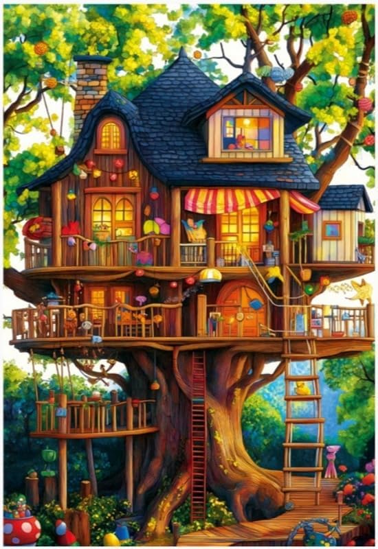 Tree House Puzzles for Adults 1000 Pieces, Fantasy Tree of Life Jigsaw Puzzles Clearance, Plant Challenging Adult Puzzles as Nature Décor (Finish Size: 15''x 10'')