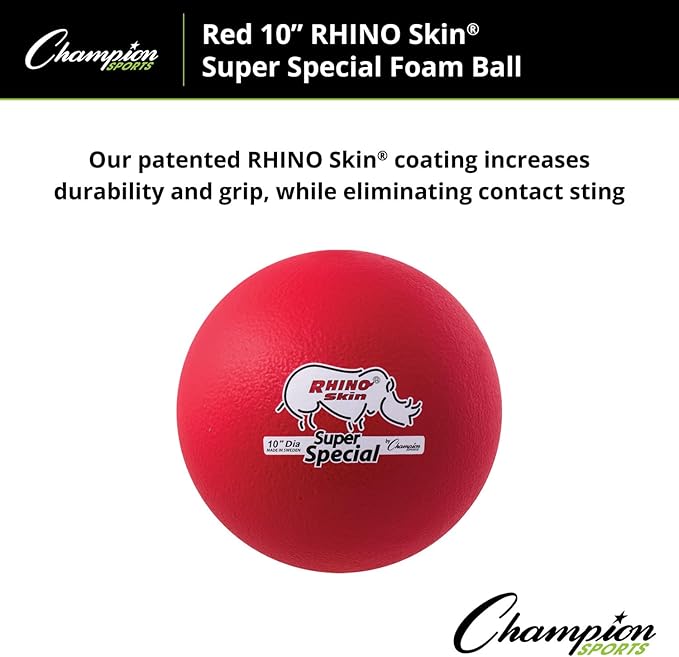 Champion Sports Super Special Rhino Skin Ball Red, 10 Inch