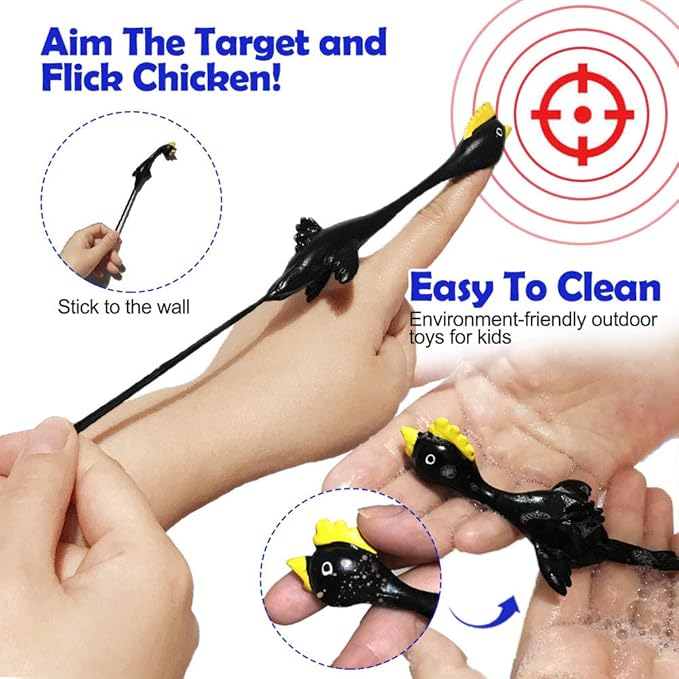 Slingshot Chicken Rubber Chicken Flick Chicken Flying Chicken Flingers Stress Gag Toys, Rubber Chicken Slingshot Funny Christmas Stuffers Easter Chicks Novelty Gifts for Kids