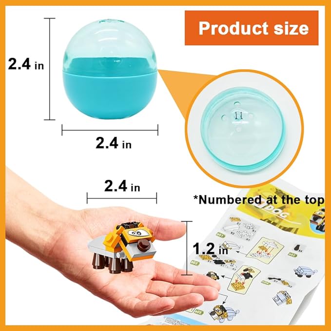 UMEELR 12Pcs PreFilled Easter Eggs with Animals Building Blocks, 12 in 1 Egg Surprise Toys Set for Kids Easter Egg Hunt, Basket Filler, Easter Party Favors Stuffers, Classroom Prize Toys