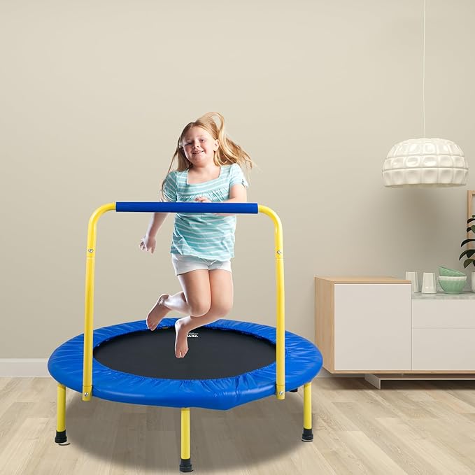 VEVOR 3FT Trampoline for Kids, 36" Trampolines Indoor/Outdoor Trampoline for Toddlers, Foldable Mini Baby Jump Toy with Foam Handle, Recreational Trampolines Birthday Gift for 3+ Years Kids