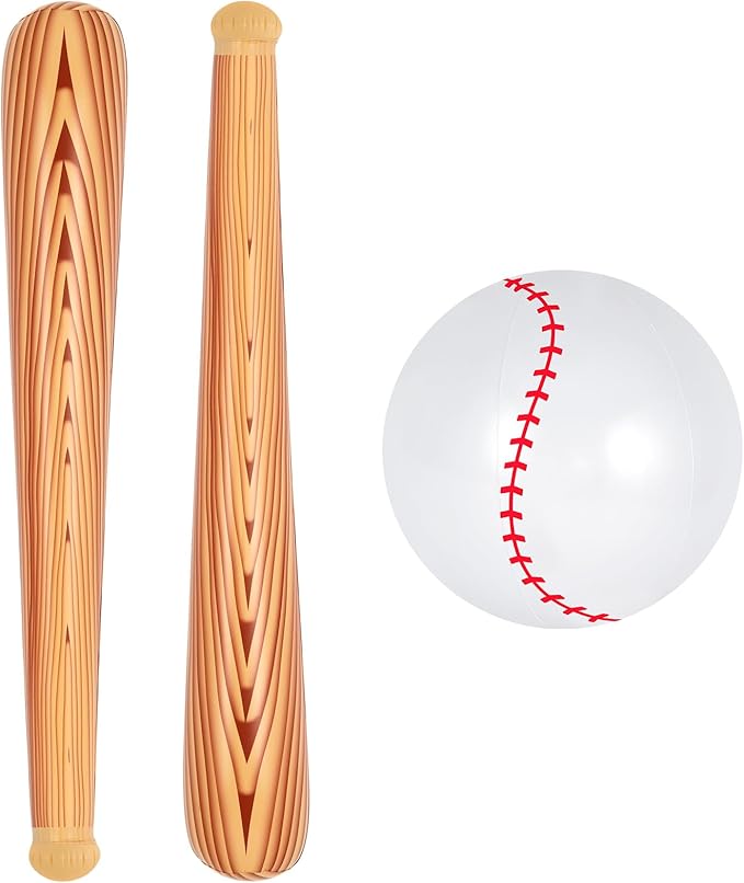 Inflatable Baseball Set, Ball Baseball and Inflatable Baseballs Bat, Baseballs Party Decoration for Kid Adult Pool Beach Party Favors