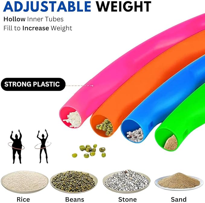 Kids Exercise Hoop, Snap Together Detachable Adjustable Weight Size Plastic Toy Hoops - Spinning Rings for Sports, Exercise, Playing, 32-Inch