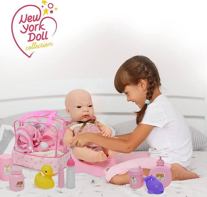 The New York Doll Collection Baby Doll Feeding & Caring Accessory Set in Zippered Carrying Case