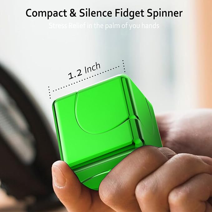Infinity Gear Fidget Spinner for Kid Adult, Transformable Spinning Top Metallic Fidget Toys for Anti-Anxiety Stress Relief Autism ADHD, 2-in-1 Cube Focus Toy for Desktop Office Classroom Green