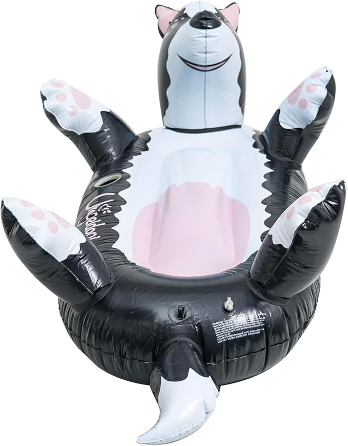 Summer Inflatable Black Dog Pool Float for Teens, Adults, and Pets