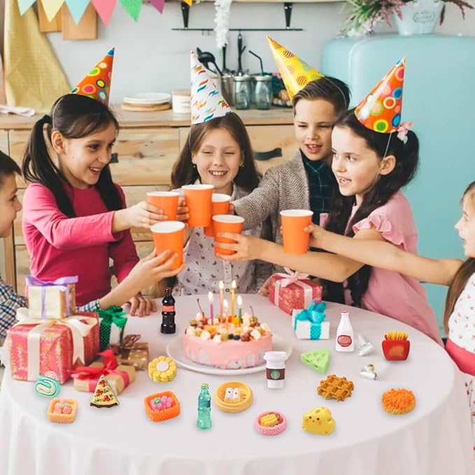 DULEFUN 100pcs Miniature Foods Drink Bottles Toys, Mixed Mini Resin Food Drinks Figures Pretend Play Kitchen Game Party Favor Toy for Dollhouse Accessories Decorations