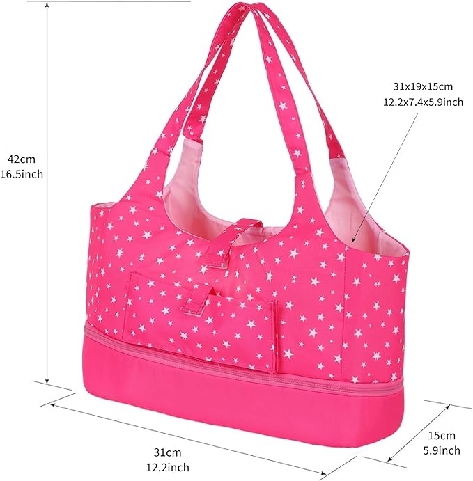 ECORELF Baby Doll Accessorie, 13 Pcs Doll Stuff Acessories Storage Diaper Bag Set for 14-18 Inch Dolls, Feeding and Caring Set Includes Diaper, Bottle etc Suitable Pretend Play